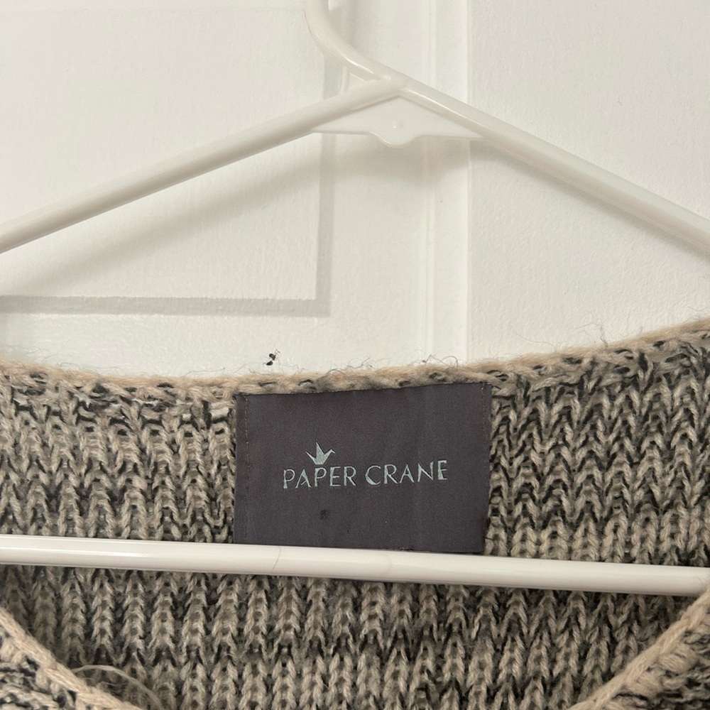 Green multi color sweater scallop detail